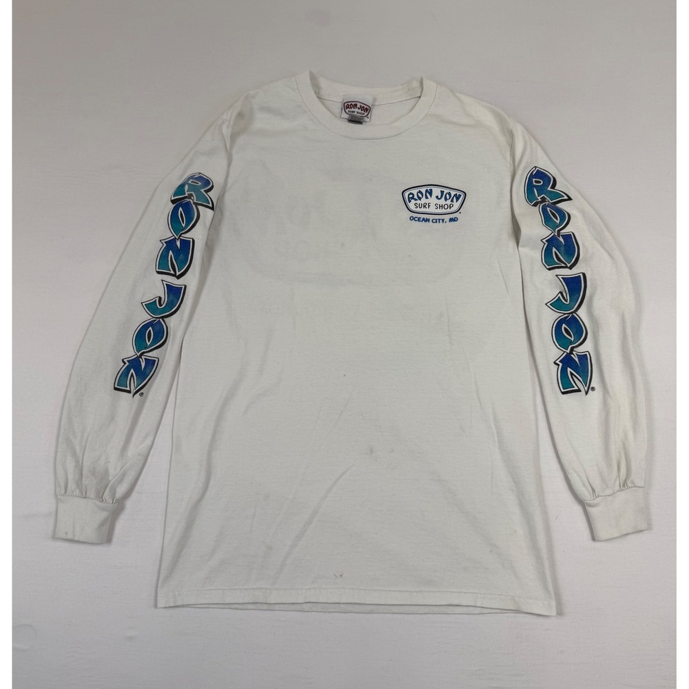 Ron Jon Surf Shop Ocean City MD Long Sleeve Graphic T-Shirt White Men's Size S‎